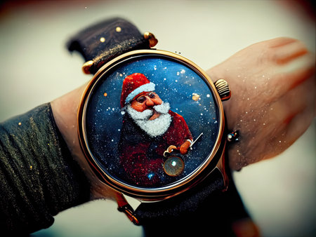 Santa claus in a wristwatch.の素材