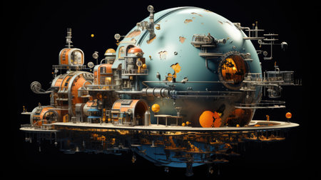 A space station with a planet in the backgroundの素材