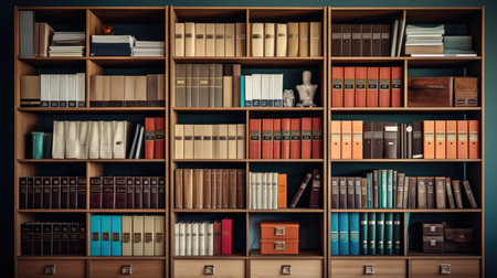 Bookshelf with books. Vintage style.の素材