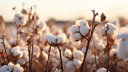 Cotton plant ready for harvesting in the field. Close-upの素材