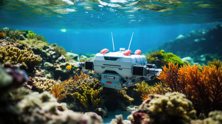 Underwater scuba diver in coral reef.の素材