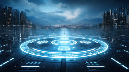 Abstract future technology concept. Futuristic virtual world.の素材