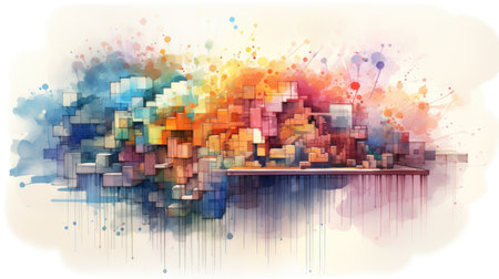 Abstract colorful background. Digital watercolor painting.の素材