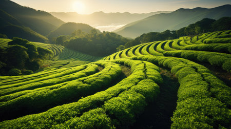 Tea Plantation at Sunriseの素材