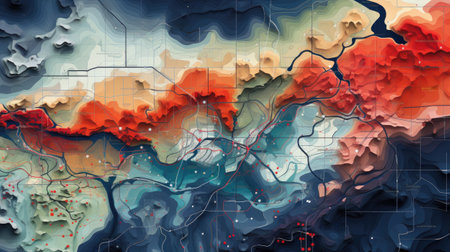 Map of the city. Colorful abstract background.の素材