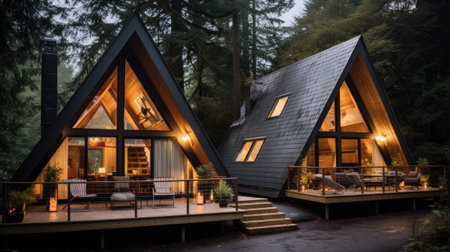 Luxury wooden house in the forest. Wooden house in the forest.の素材