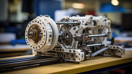 The gearbox of a car engine in the workshopの素材