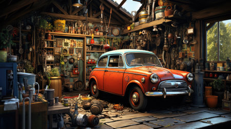 Old car in the flea market.の素材