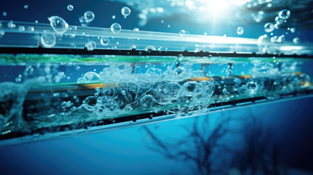 Bubbles in water on the conveyor belt.の素材