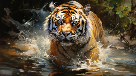 Tiger in the waterの素材