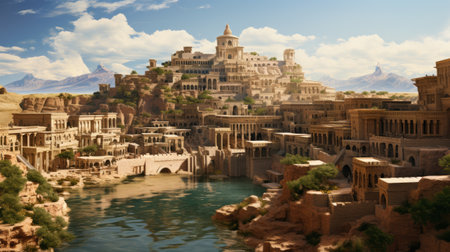 Panoramic view of the ancient cityの素材