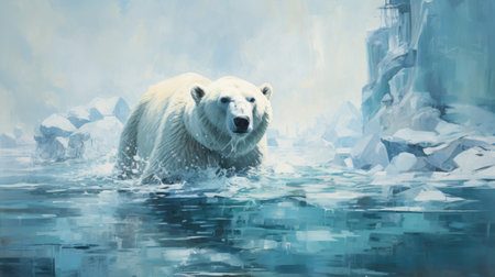 Polar bear in the water,の素材