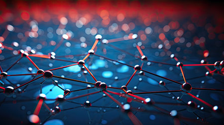 Abstract network structure. Science and technology background.の素材