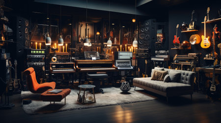 Vintage interior of a luxury home furnishings store with furniture and accessoriesの素材