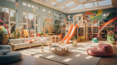 Interior of a children's room with a lot of toys.の素材