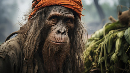 Portrait of a monkey in the jungleの素材