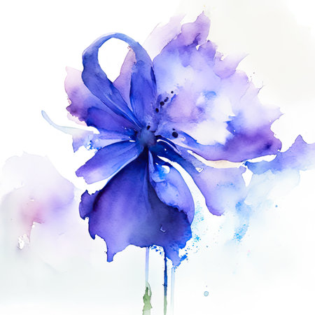 Watercolor blue iris flower on a white background.の素材