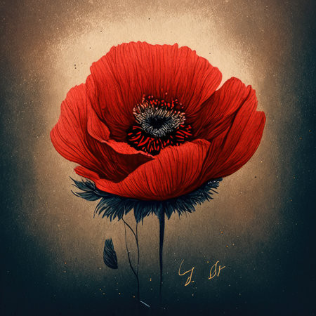 poppy flower on grunge backgroundの素材