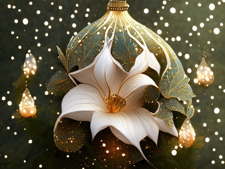 Christmas tree decoration with ornaments on bokeh background.の素材