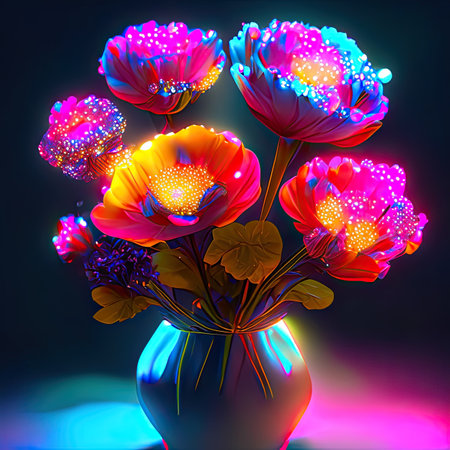 Flowers in a vase on a dark background.の素材