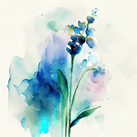 Watercolor floral background with iris flowers.の素材