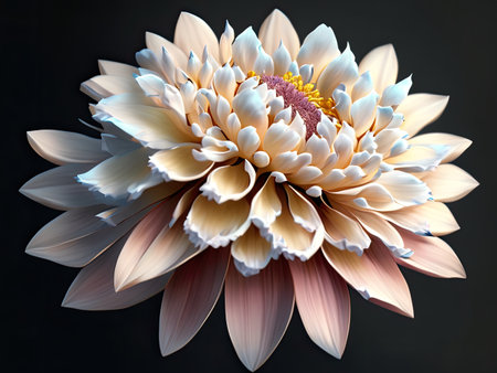 Beautiful dahlia flower on a black background. Close-up.の素材