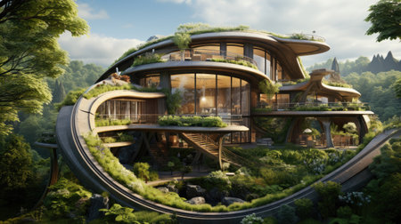 Fantasy garden in the form of a planetの素材