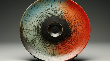 Old and rusty speaker on a grey background. Selective focus.の素材