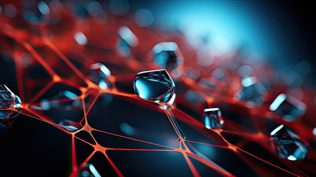 Abstract chaotic structure. Futuristic background with connecting dots and lines.の素材