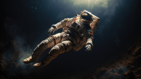Astronaut floating in deep space.の素材