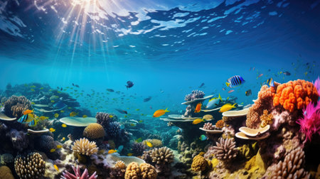 Tropical fish and coral reef in the Seaの素材