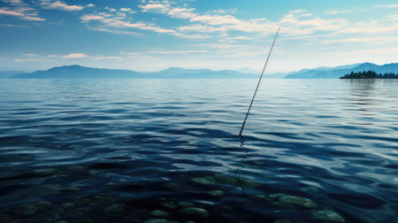 Fishing rod on the surface of Lakeの素材