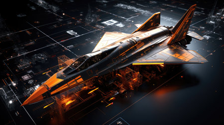 Fighter jet fighter in futuristic space.の素材