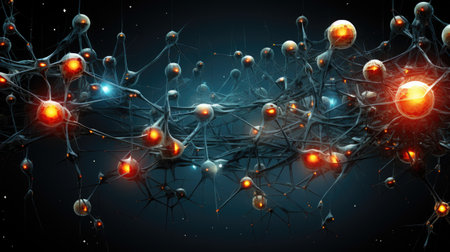 3d rendering of neuron cell in abstract space background, computer generatedの素材