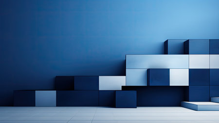 Abstract blue background with cubesの素材