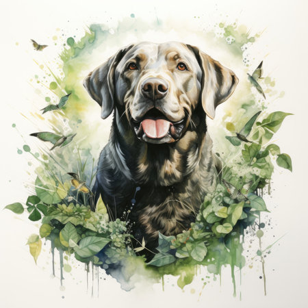 Watercolor Portrait of a Labrador Retriever.の素材