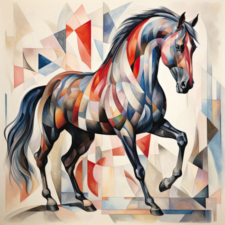 a horse with a multicolored pattern.の素材