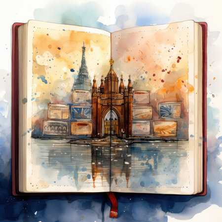 Watercolor sketch of City. Travel illustration.の素材