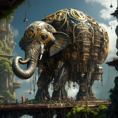 a giant elephant in templeの素材