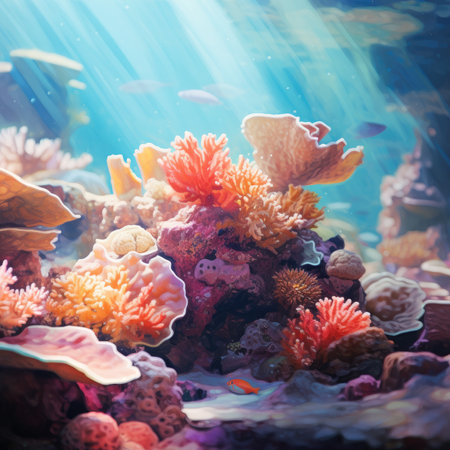 Underwater scene with corals and tropical fish. Underwater world.の素材