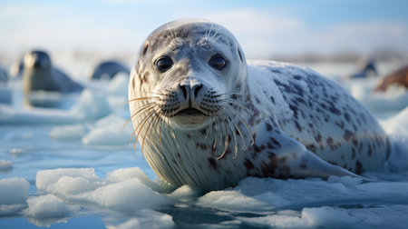 Gray seal on ice floeの素材