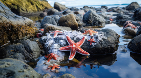 Starfish on the beachの素材