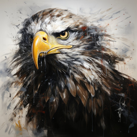 bald eagle with splashes of bloodの素材