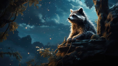 Raccoon in the forest.の素材