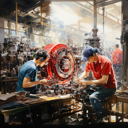 Automotive mechanic repairing a car engine in a workshop. Concept of car service industry.の素材