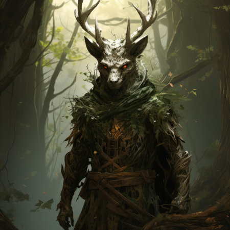 Fantasy illustration of a demon in the forestの素材