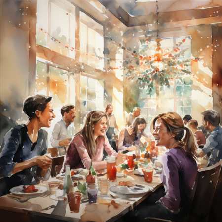 Diverse People Dining Together in Coffee Shop.の素材