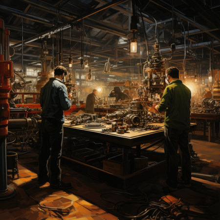 a factory workers working in the workshop of a plantの素材