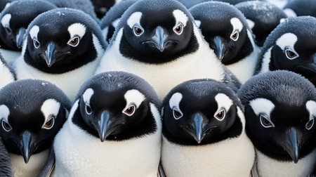 Group of penguins in the wild. Close-up shot.の素材