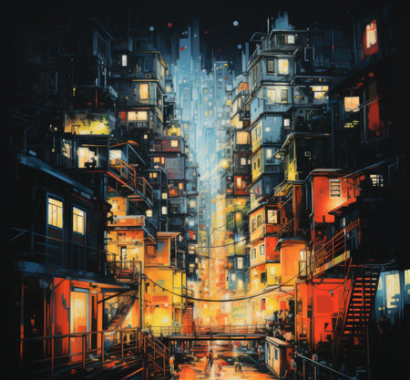 Cityscape of City at nightの素材